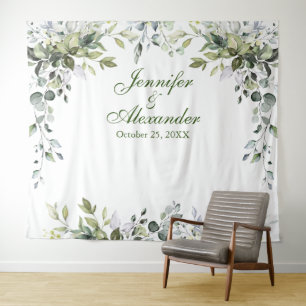 Tenture Aquarelle Eucalyptus Mariage Photo Booth fond