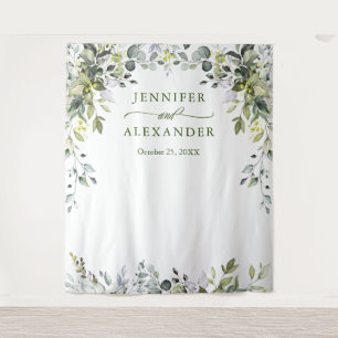 Tenture Aquarelle Eucalyptus Mariage Photo Booth fond