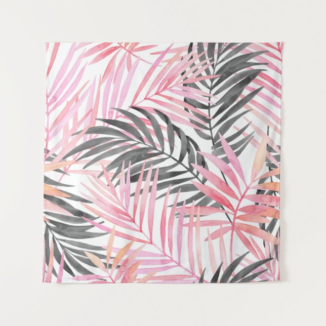 Tenture Aquarelle Feuille rose tropicale (Devant)