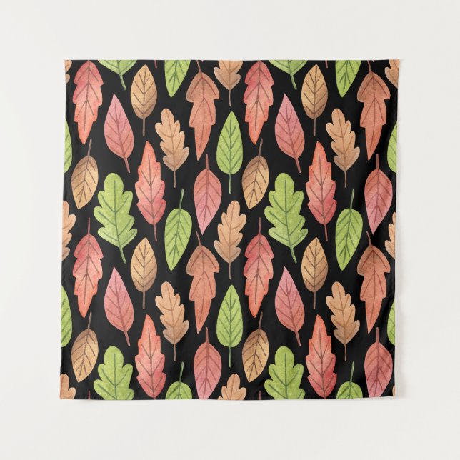 Tenture Aquarelle feuilles d'automne : motif transparent (Devant)