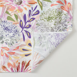 Tenture Aquarelle fleurs blanches, roses 