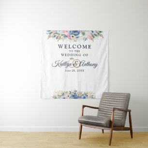 Tenture Aquarelle Fleurs de printemps et d'été Bienvenue d