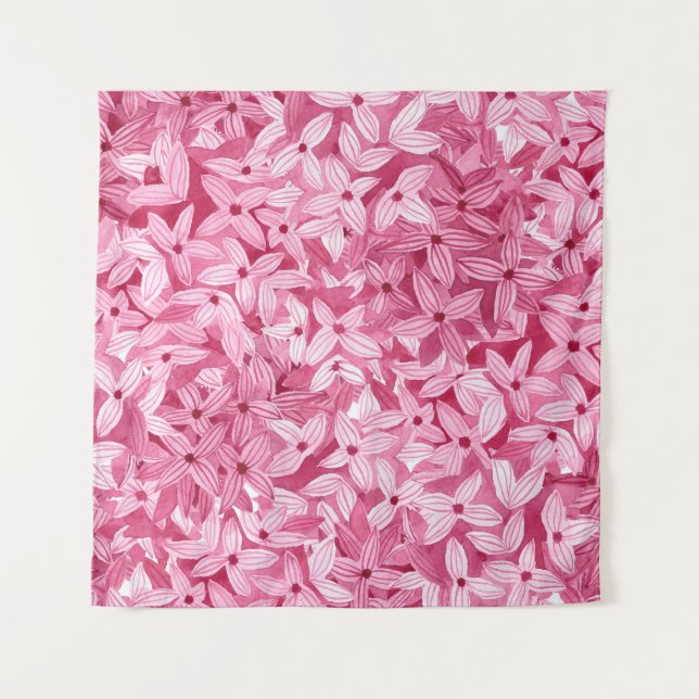 Tenture Aquarelle fleurs lilas : arrière - plan rose (Devant)