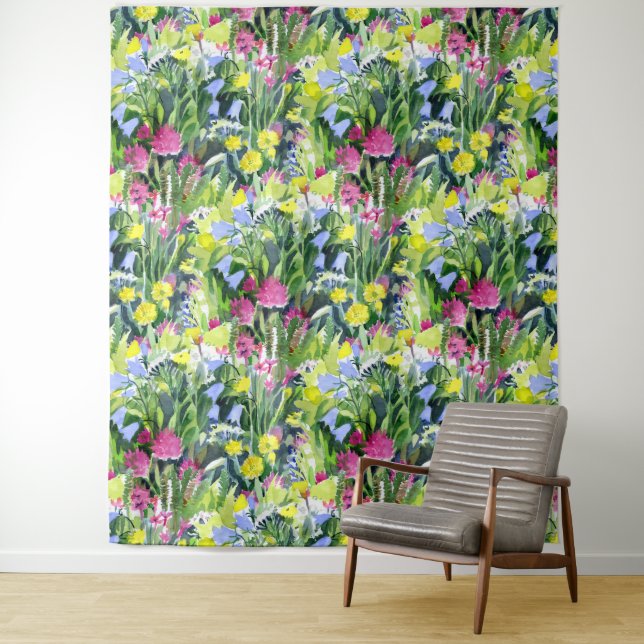 Tenture Aquarelle fleurs sauvages  (En situation)
