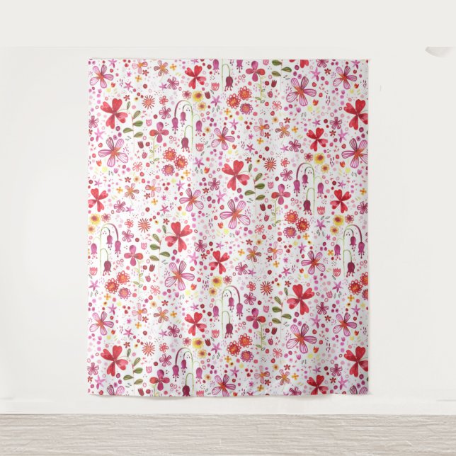 Tenture Aquarelle florale de prairie de fleurs sauvages (Devant)