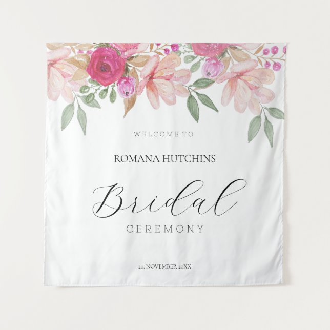 Tenture Aquarelle florale élégante peinte à la main (Devant)