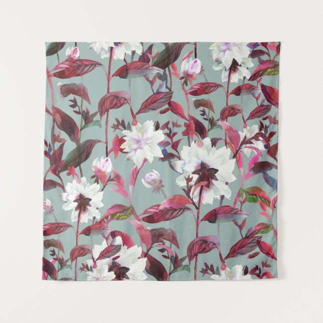 Tenture Aquarelle Florale : Fleurs dessinées à la main. (Devant)