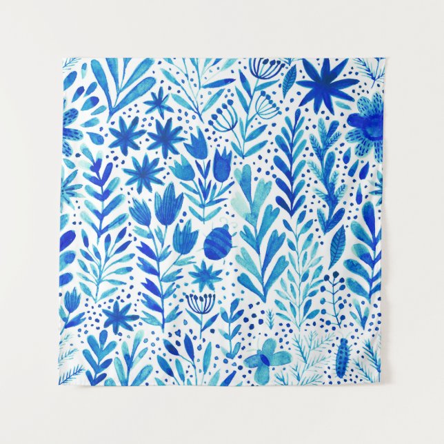 Tenture Aquarelle florale Plantes texture transparente (Devant)