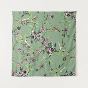 Tenture Aquarelle florale : Vert Motif sans couture