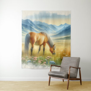 Tenture Aquarelle Golden Buckskin Wild Horse on