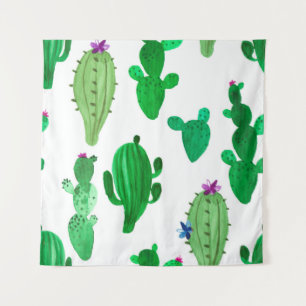 Tenture Aquarelle illustration de cactus du désert à encre