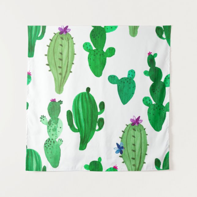 Tenture Aquarelle illustration de cactus du désert à encre (Devant)