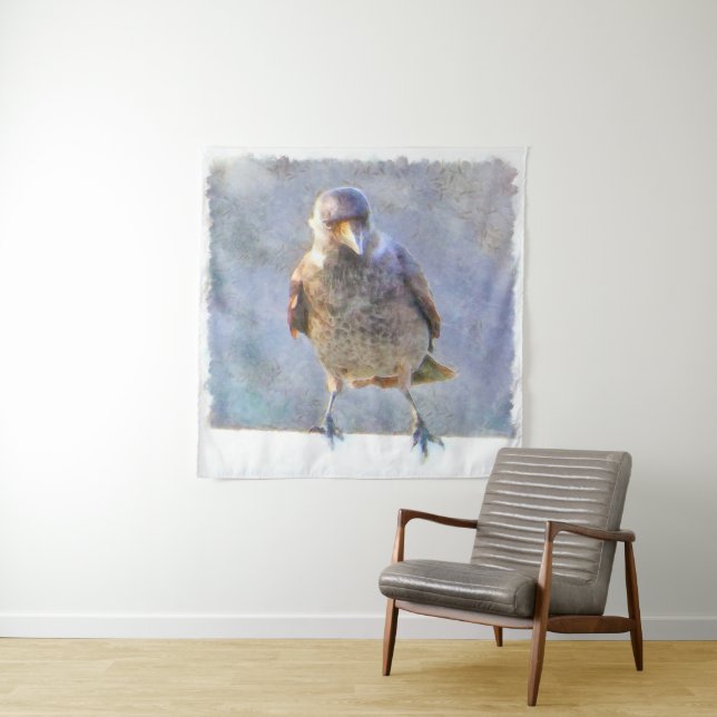 Tenture Aquarelle Jackdaw (En situation (horizontale))