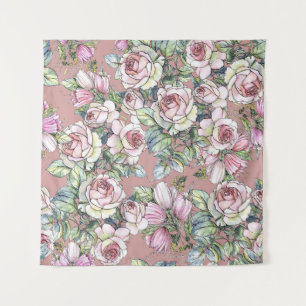 Tenture Aquarelle Jardin : Rose Tulip Elégance.