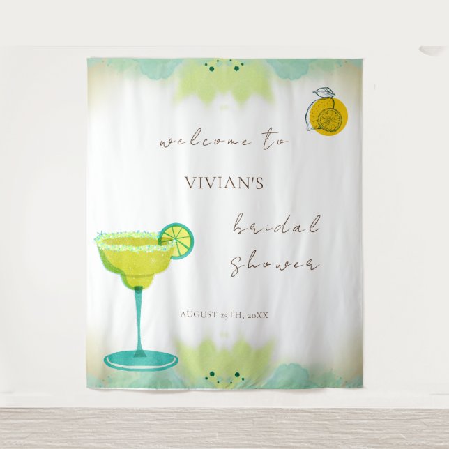 Tenture Aquarelle Lime Tequila Fête des mariées Bienvenue (Devant)
