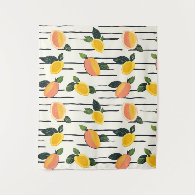 Tenture Aquarelle Mango Motif avec Feuilles verts (2) (Devant)
