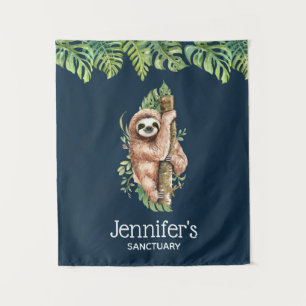 Tenture Aquarelle mignonne Sloth & Tropical Feuilles Sanct