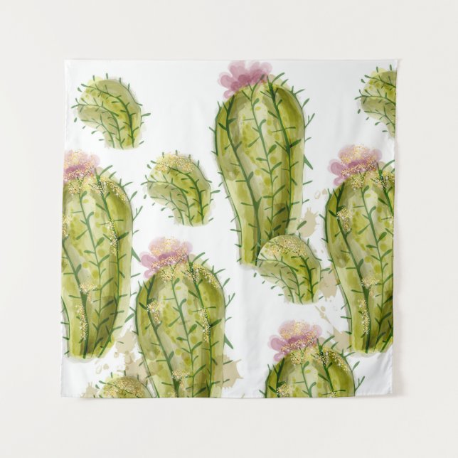 Tenture Aquarelle motif Cactus (Devant)