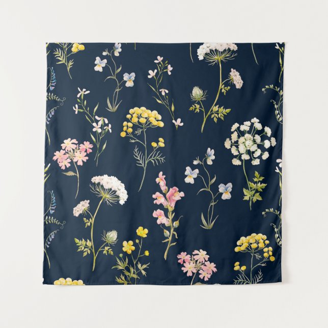 Tenture Aquarelle motif floral, main fleur délicate dr (Devant)