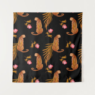 Tenture Aquarelle motif transparent avec guépards