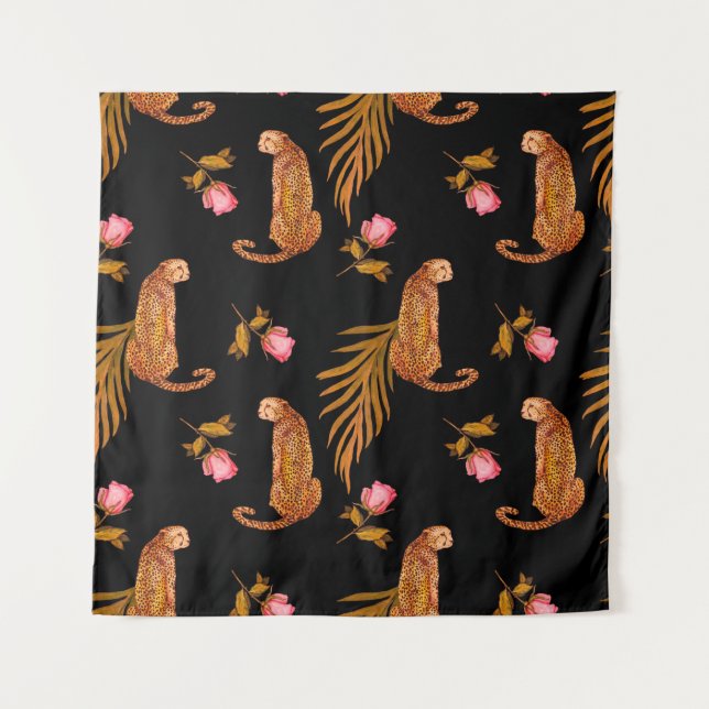 Tenture Aquarelle motif transparent avec guépards (Devant)