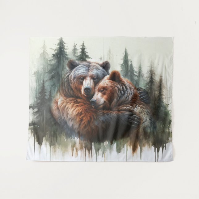 Tenture Aquarelle Oears Rustic Wilderness fond photo (Devant (Horizontal))