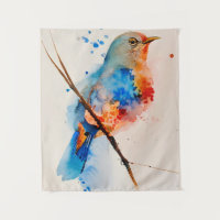 Aquarelle Oiseau Peinture Toile Mur Art Bleu Oisea
