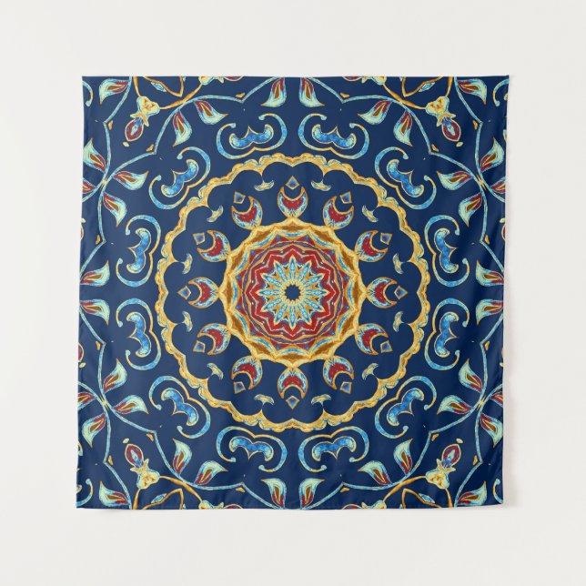 Tenture Aquarelle orientale moquette Mandala florale (Devant)