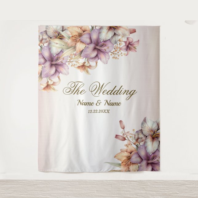 Tenture Aquarelle Party Boho rose Fleurs Élégant (Devant)