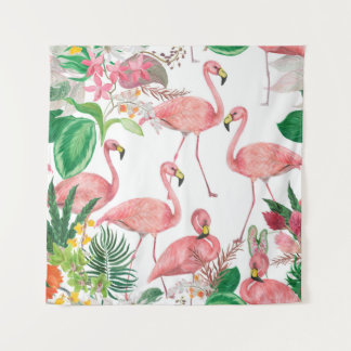 Tenture Aquarelle peinture sans couture motif avec flamant