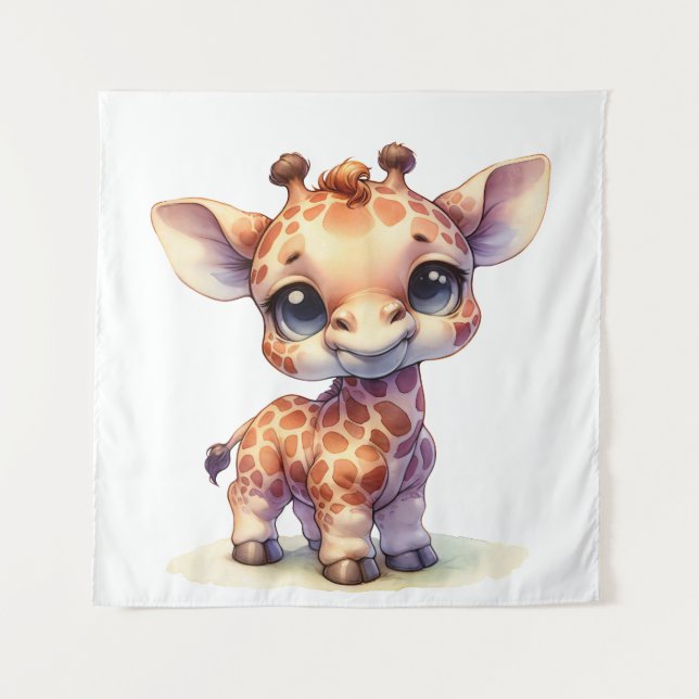 Tenture Aquarelle petite girafe (Devant)