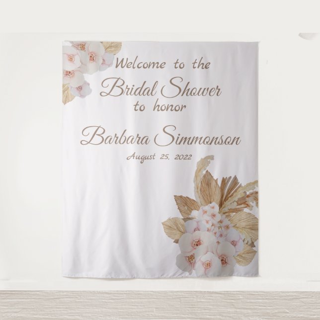 Tenture Aquarelle rose Boho séché Pampa Grass Mariage (Devant)