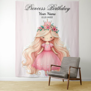 Tenture Aquarelle rose princesse Anniversaire