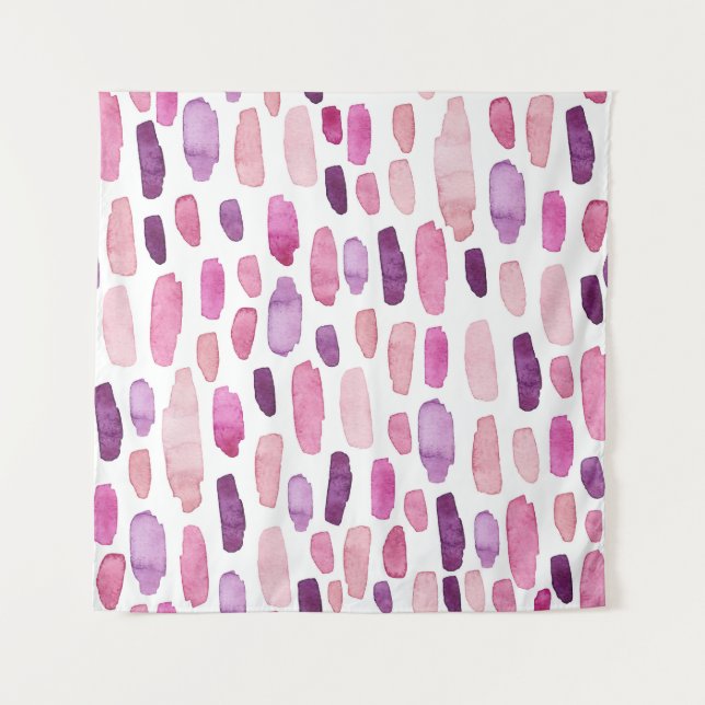 Tenture Aquarelle : Rose, Violet Motif. (Devant)