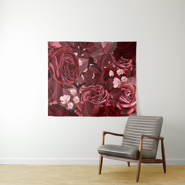 Tenture Aquarelle Roses 35 (En situation (horizontale))