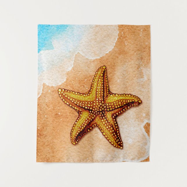 Tenture Aquarelle Starfish sur la plage (Devant)