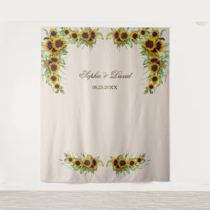 Tenture Aquarelle Sunflowers Mariage Photo Booth fond