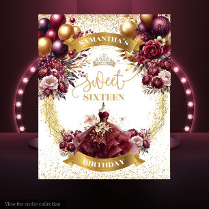 Tenture Aquarelle Sweet sixteen Arrière-plan Robe Bourgogn