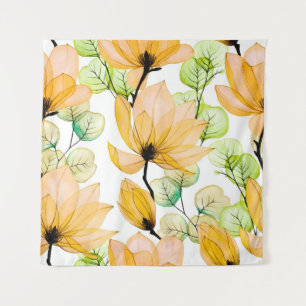 Tenture Aquarelle transparente motif avec fleurs de magnol