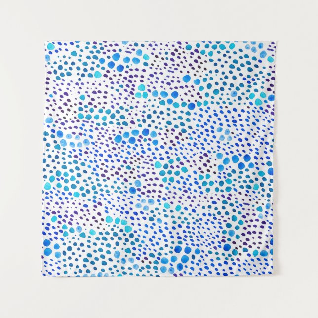 Tenture Aquarelle transparente motif avec taches bleues (Devant)