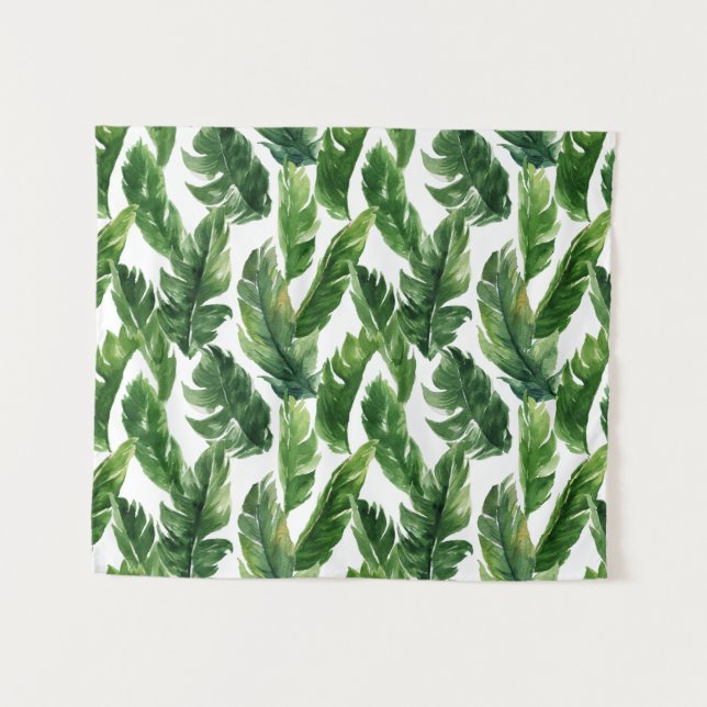 Tenture Aquarelle Tropical Banana Feuille Motif (Devant (Horizontal))