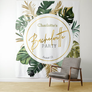 Tenture Aquarelle Tropical Gold Bachelorette fond