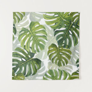 Tenture Aquarelle tropicale de Monstera verte