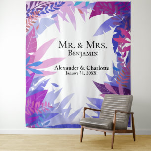 Tenture Aquarelle Tropicale mariage Photo Booth Backdrop