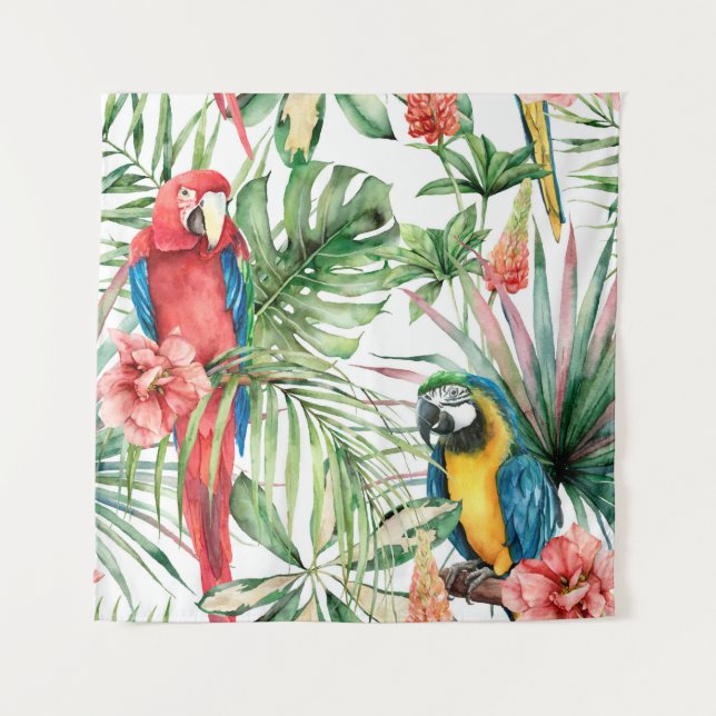 Tenture Aquarelle tropicale sans coutures motif avec perro (Devant)