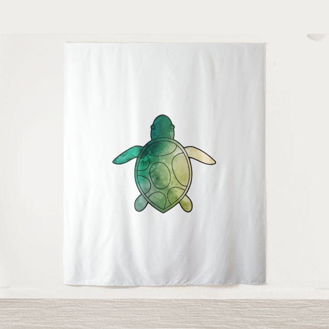 Tenture Aquarelle verte de la tortue marine (Devant)