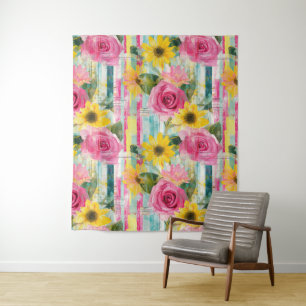 Tenture Aquarelle vintage Floral Abstrait Motif (7)