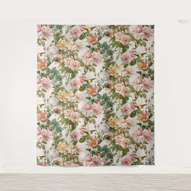 Tenture Aquarelle vintage Floral rose jaune Mariage (Devant)