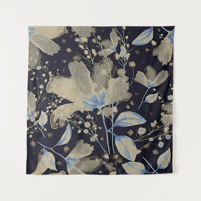 Tenture Aquarelle Vintage florale : Arrière - plan noir (Devant)