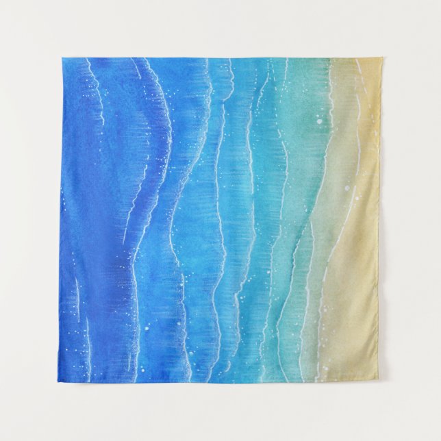 Tenture Aquarelle vue mer et plage. (Devant)